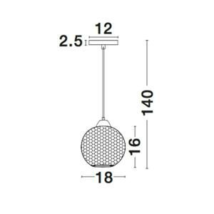 NOVA LUCE závěsné svítidlo VIENTI tmavě šedá sklo a černý kov E27 1x12W 230V IP20 bez žárovky 8103993