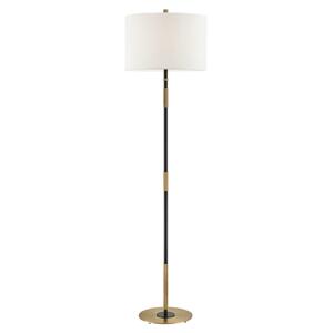 HUDSON VALLEY stojací lampa BOWERY mosaz/textil starobronz/bílá E27 1x20W L3724-AOB-CE