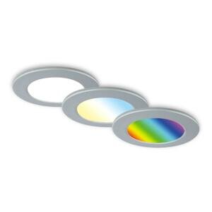 BRILONER RGB-CCT LED vestavná svítidla sada, pr.9,2 cm, 3x LED, 4,8 W, 450 lm, matný chrom IP65 BRI 7035-034