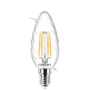 CENTURY LED FILAMENT CANDLE kroucená ČIRÁ 6W E14 2700K 360d