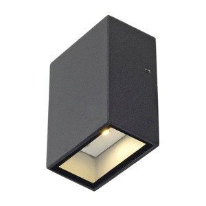 SLV BIG WHITE QUAD 1, nástěnné svítidlo, LED, 3000K, IP44, hranaté, antracit, 4,6 W 232465