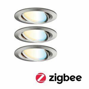 PAULMANN SmartHome Zigbee vestavná svítidla sada LED Coin Nova Plus 3x6,5W měnitelná bílá kruhové kov kartáčovaný 929.62 P 92962