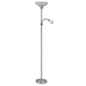 Ecolite Lampa stojací E27/100W s E14/40W bílá chrom mat LF34-BI/CHRM