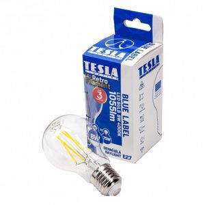 Tesla - LED žárovka FILAMENT RETRO BULB, E27, 8W, 230V, 1055lm,15 000h,  4000K denní bílá, 360st.,čirá