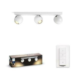 Hue White Ambiance Bodové svítidlo Philips Buckram BT 50473/31/P6 LED GU10 3x5W 3x350lm 2200-6500K 230V, bílé s dálkovým ovladačem a Bluetooth