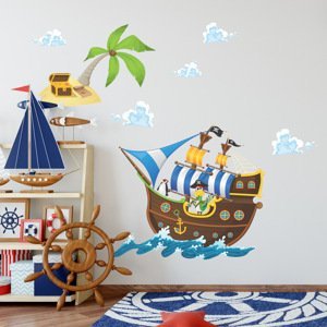 Samolepky do dětského pokoje - Pirátská loď pro kluky