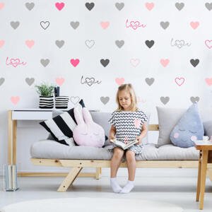 Dětská šablona na stěnu - Srdce Love