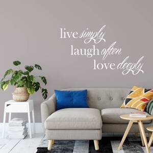 Nálepka na zeď - Live, laugh, love (citát na zeď)