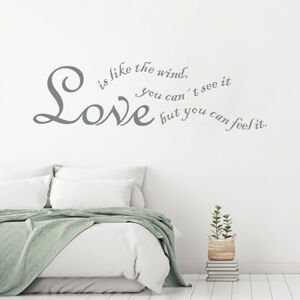 Nálepka na zeď - Love is like the wind (citát na zeď)