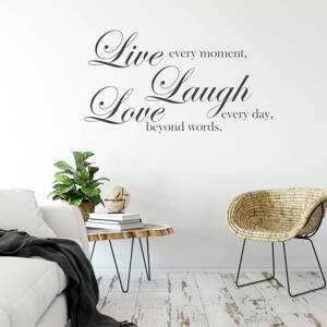 Samolepka na zeď - Live, Love, Laugh (citát na zeď)