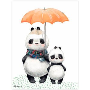 Dvě pandy s deštníkem na stěnu
