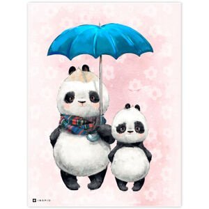 Obrázek Pandy s modrým deštníkem do dětského pokoje