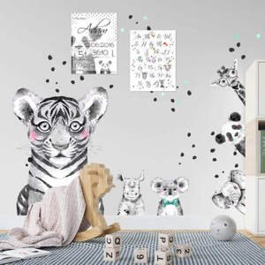 Samolepky do dětského pokoje - Velký tygr v černobílé barvě