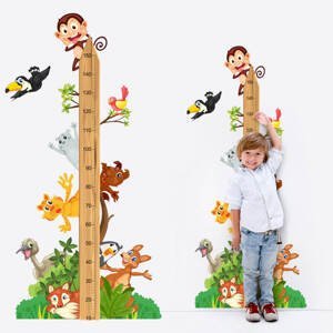 Samolepky na zdi - Dětský metr s veselými zvířátky ze ZOO