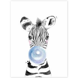 Obraz na zeď - Zebra s modrou bublinou