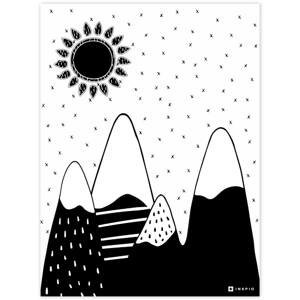 Obraz na zeď - černobílé kopce se sluncem