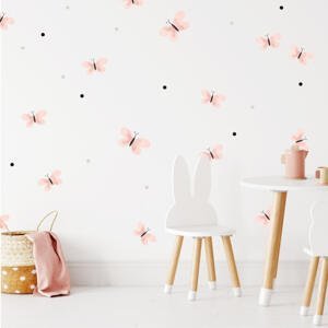 Dětské samolepky na zeď - Růžoví motýlci