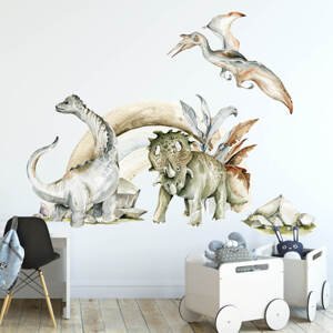 Samolepky do dětského pokoje - Dinosauři s duhou