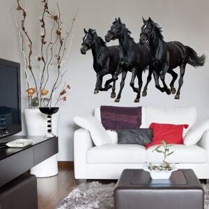 Samolepka na zeď - Tři černé koně