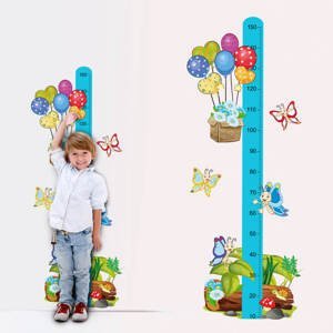 Samolepka na zeď - Veselí motýli s balónky - dětský metr