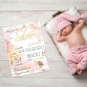 Dárky k narození miminka - Tabulka pro děti s balony