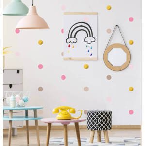 Dětské samolepky na zeď - Zlaté a růžové puntíky
