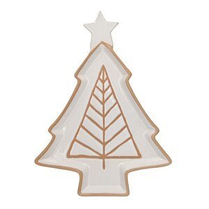 Kameninový talíř Beige Christmas Tree scandi