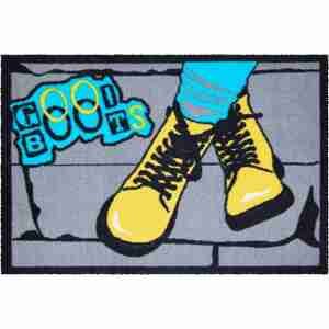 GRUND Rohožka do domácnosti BOOTS šedá-modrá-žlutá Rozměr: 40x60 cm
