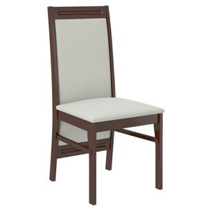 Židle z masivu Liss dekor dřeva ořech tmavý a potahová látka šedá