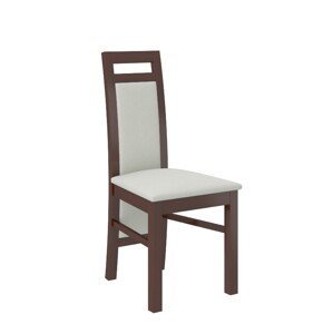 Dřevěná židle Dirse dekor dřeva ořech tmavý a potahová látka šedá