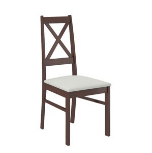 Židle z masivu Loka dekor dřeva ořech tmavý a potahová látka šedá