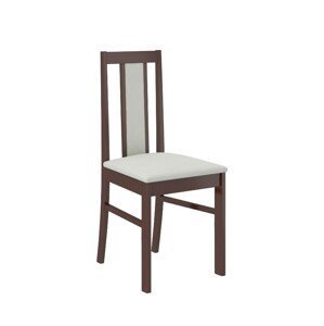 Židle k jídelnímu stolu Grany dekor dřeva ořech tmavý a potahová látka šedá