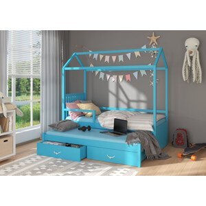 Dětská postel se zábranou 90x200 cm Bambo Modrá