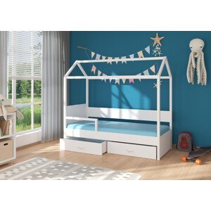Dětská postel 90x200 cm Quido se zábranou Bílá