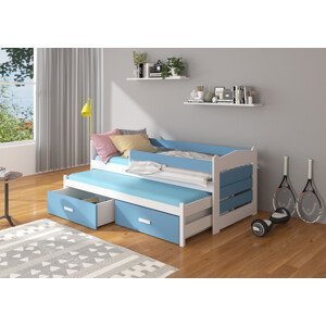 Dětská postel 80x180 cm Zeya se zábranou Bílá/modrá