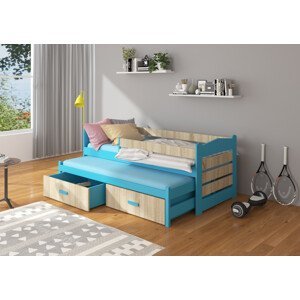 Dětská postel 80x180 cm Zeya se zábranou Modrá/dub sonoma