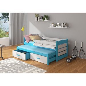 Dětská postel 80x180 cm Zeya se zábranou Modrá/šedá