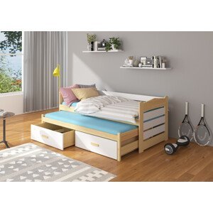 Dětská postel 90x200 cm s přistýlkou Zeya Borovice/bílá