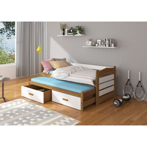 Dětská postel 90x200 cm s přistýlkou Zeya Dub/bílá