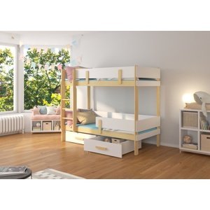 Dvoupatrová postel dětská 80x180 cm Carey Borovice/bílá