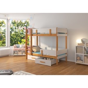 Dětská postel Carey patrová 90x200 cm Borovice/bílá