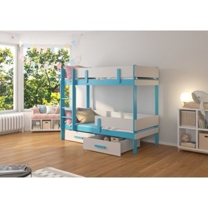 Dětská postel Carey patrová 90x200 cm Modrá/šedá