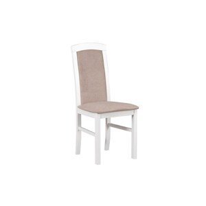 Jídelní židle z masivu Kory bílé nohy a bežová potahová látka