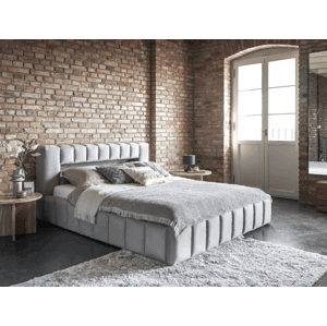 Čalouněná postel Lamica + kovový rošt + plynové vzpěry 160 x 200 cm Monolith 84 šedá