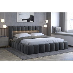 Čalouněná postel Lamica + kovový rošt + plynové vzpěry 140 x 200 cm Monolith 85 šedá