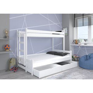 Patrová postel pro tři děti BENITO Bílá