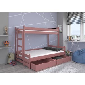 Patrová postel pro tři děti BENITO růžová
