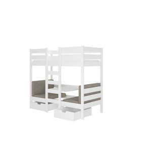 Dětská patrová postel se stolem a lavicí BART 200 x 90 cm Bílá