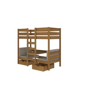 Dětská patrová postel se stolem a lavicí BART 200 x 90 cm dub
