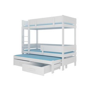 Patrová postel pro tři děti ETAPO 200 x 90 cm Bílá